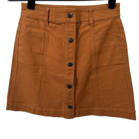 Madewell‎ Button-Front A-Line Pocket Mini Skirt Size 0 - Picture 2 of 5